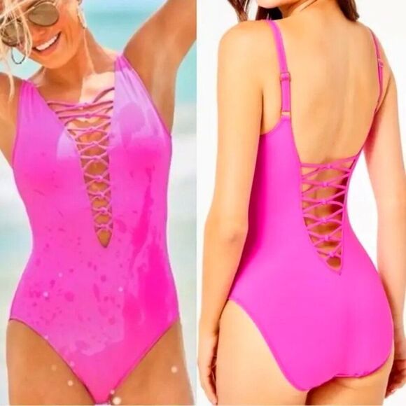 NWT Lilly Pulitzer Isle Lattice One Piece Swimsuit Size12 - Picture 3 of 9